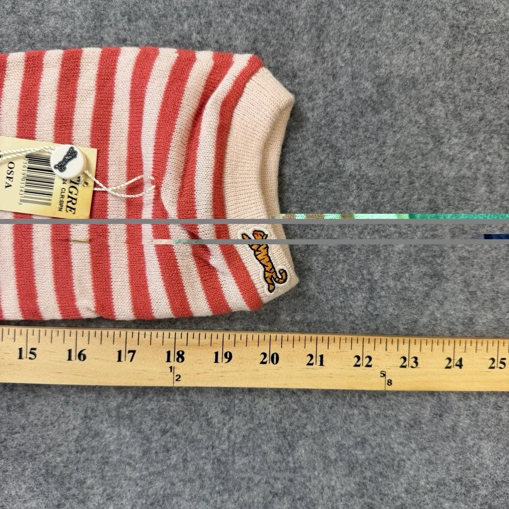 Vtg Le Tigre Single Leg Warmer NWT Red Cream Striped Knit Replacement Accessory